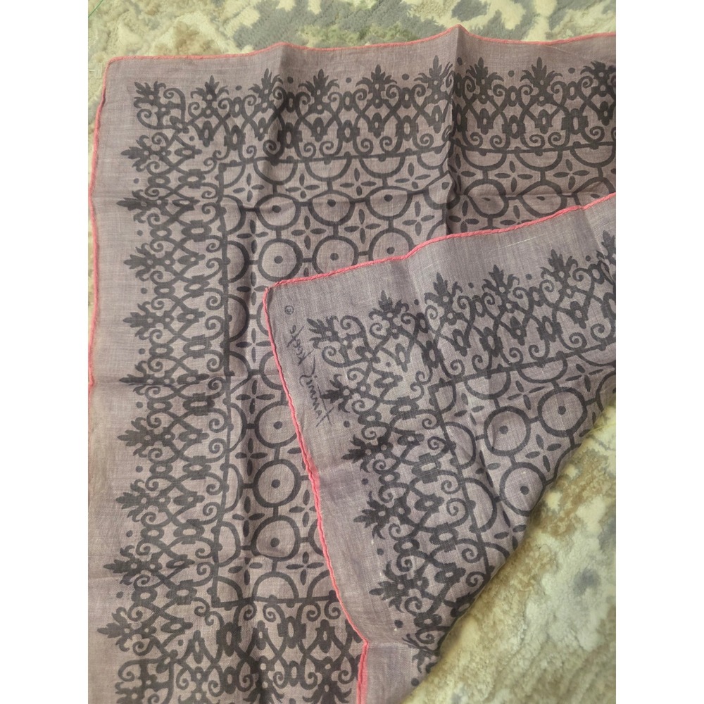 Vintage 1950s Tammis Keefe Signed Handkerchief Hanky Gray Coral MCM Geometric 14 - Picture 5 of 9
